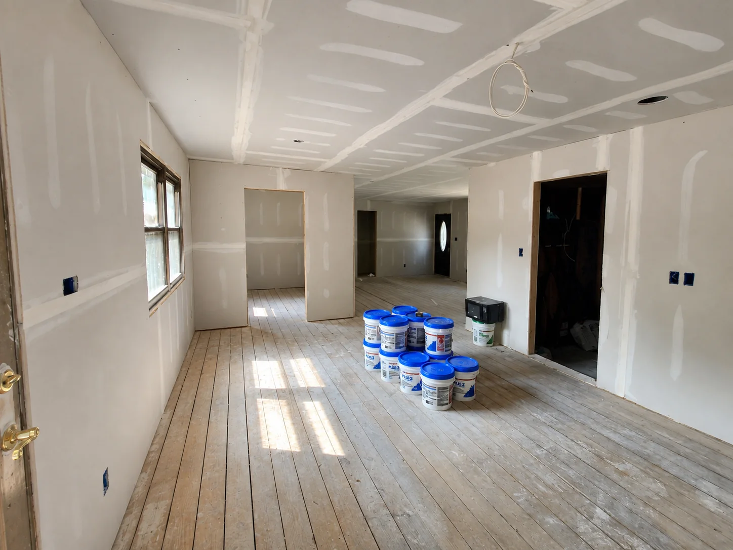 Residential addition at the drywall stage by AJC General Contracting